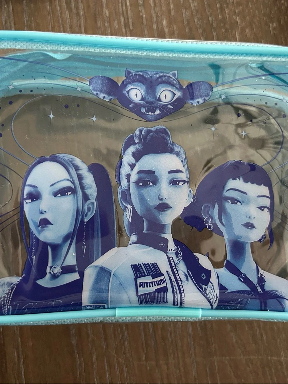 Pink and Blue Clear Kpop Demon Hunter zipper bags.- Set of 2